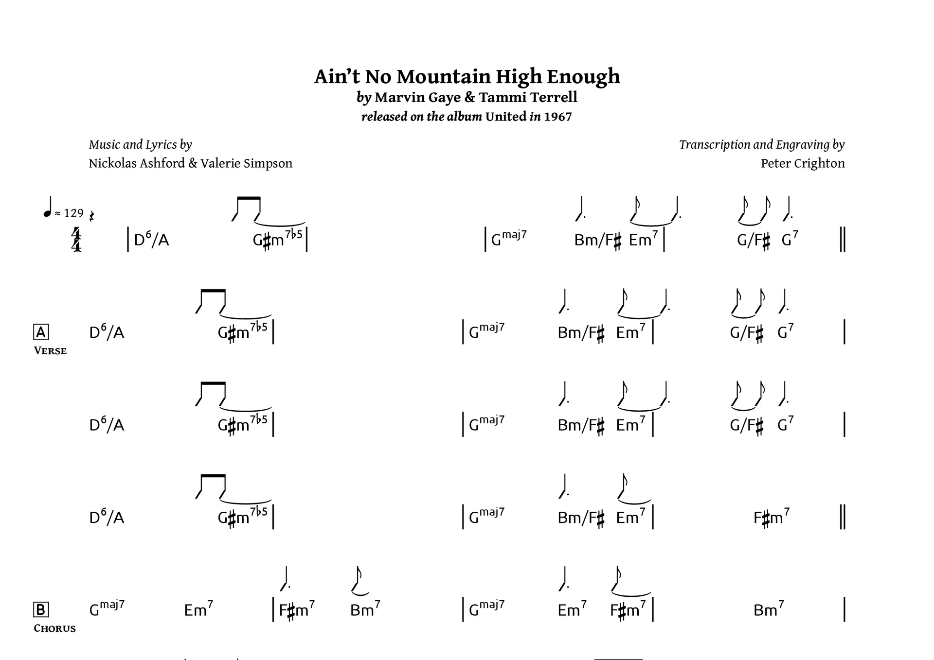 Preview image for Marvin Gaye & Tammi Terrell – Ain&rsquo;t No Mountain High Enough: Chords