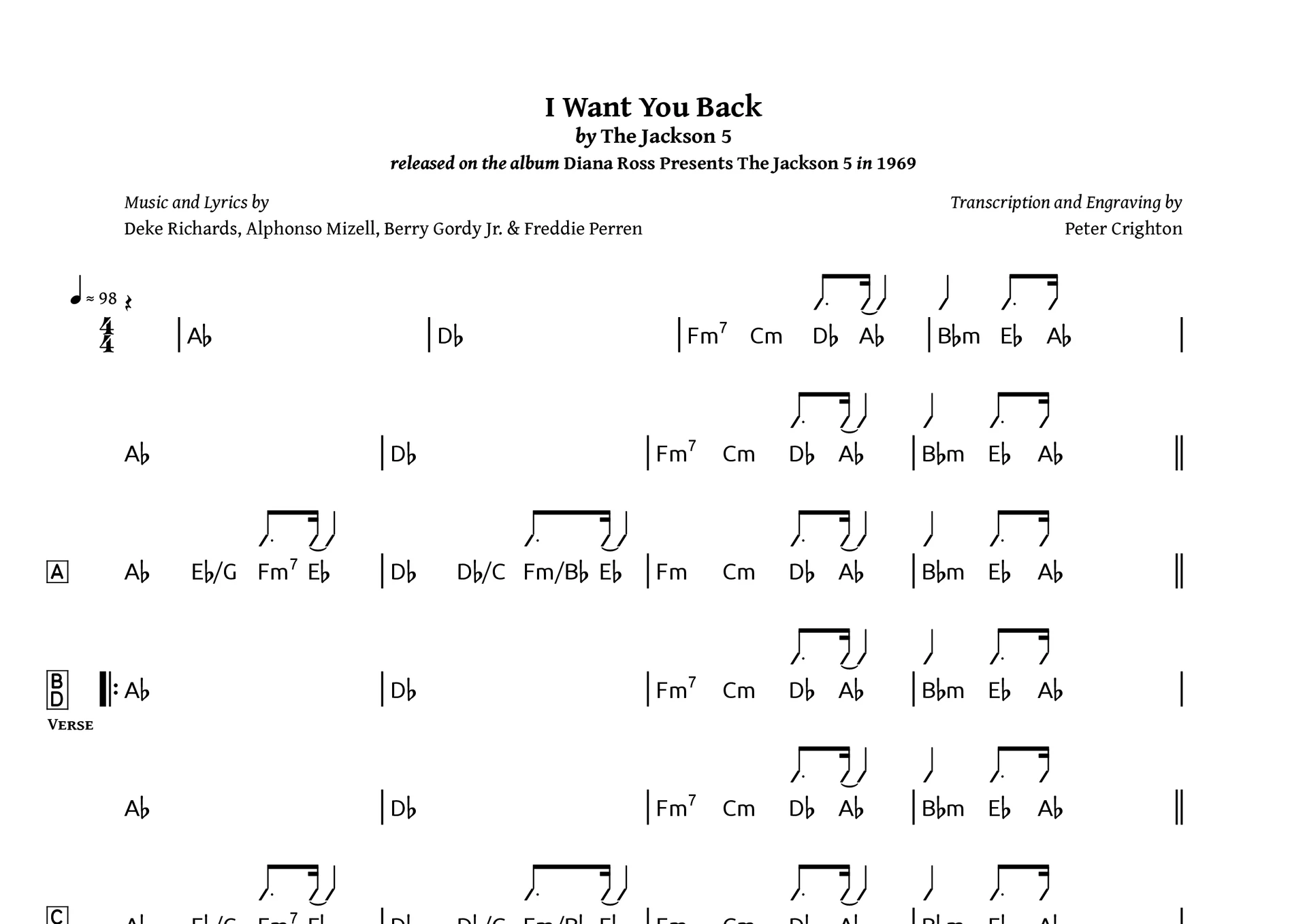 Preview image for The Jackson 5 – I Want You Back: Chords
