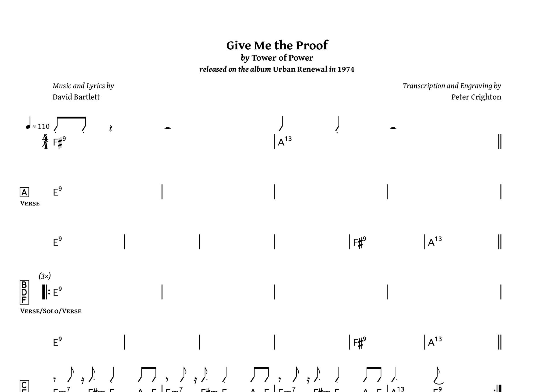 Preview image for Tower of Power – Give Me the Proof: Chords